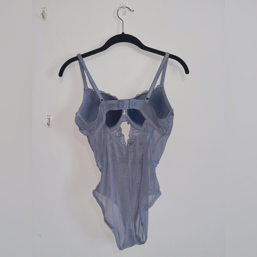 daisy fuentes gray lace cutout corset bodysuit - Picture 2 of 4